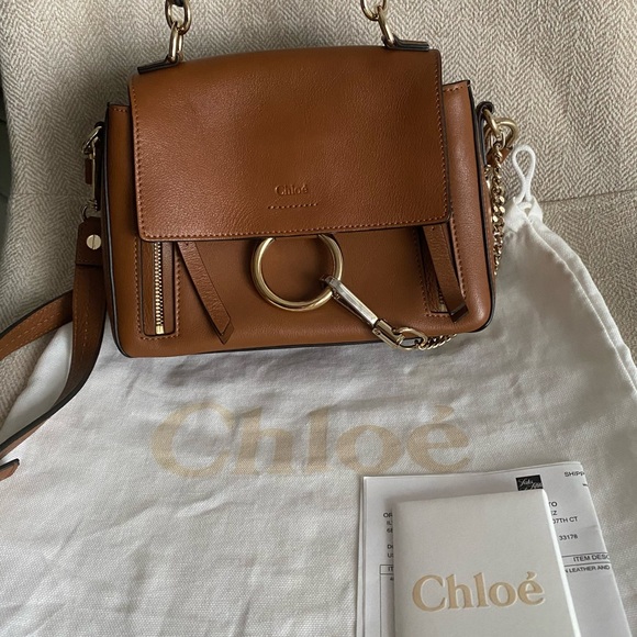 Chloe Faye Day Mini, Tan Brown Leather Crossbody Bag, Amazing Condition - Picture 5 of 16